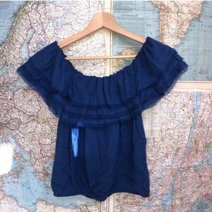 Alice + Olivia silk blue off the shoulder top